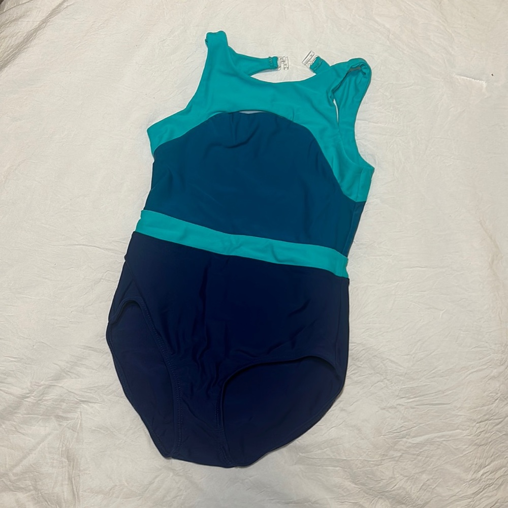 Purple Pixies leotard, blue and teal, CL
